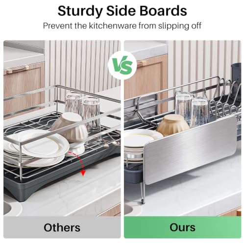 Stainless Steel Dish Drying Rack for Kitchen Counter (Silver)