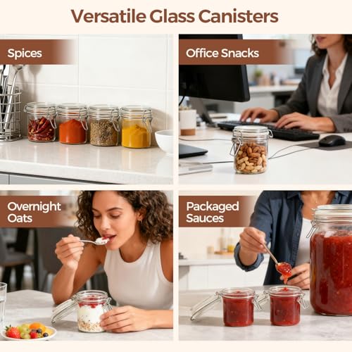 Small Mason Glass Jars with Airtight Lids 8 oz 6 Pack Pantry (6 Count)
