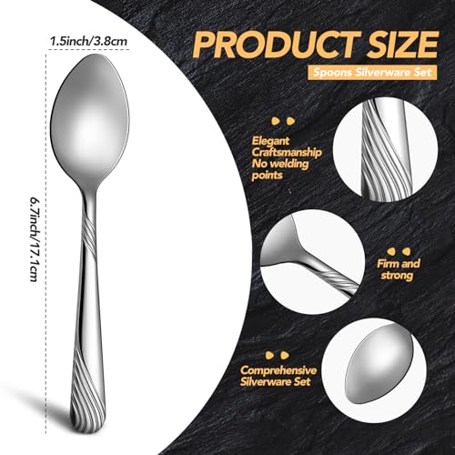 200 Pcs Dinner Spoons Bulk 6.7 Inch Stainless Steel Silverware Set