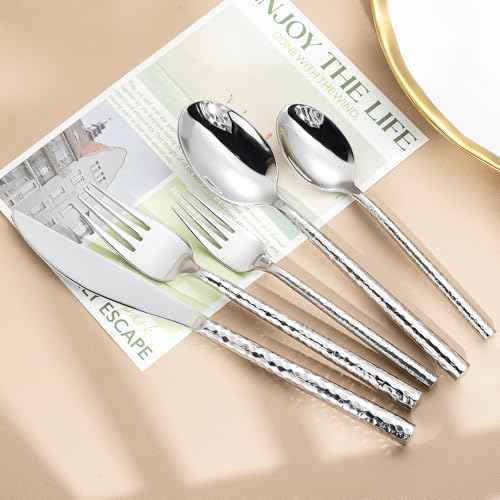 Hammered Silverware Set (Hammered Silver 20 pcs)