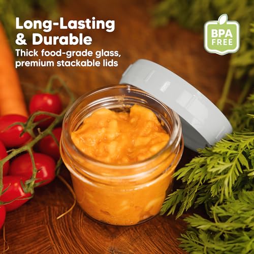 12pk 4oz Glass Baby Food Containers with Lids (12-pk 4 Ounce / Slate)