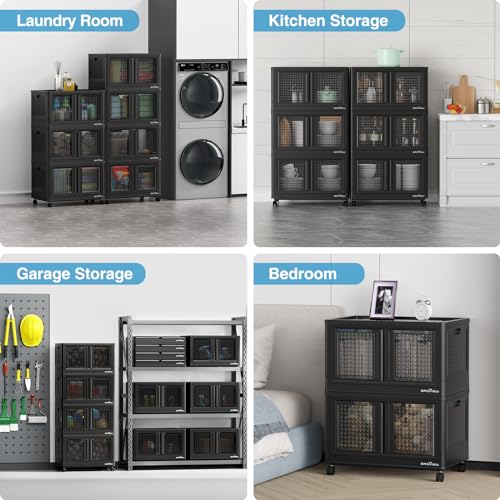 400Qt Stackable Storage Bins with Lids (Black / 100 GAL)