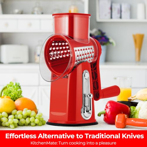 Rotary Cheese Grater 5 Blades (Red)