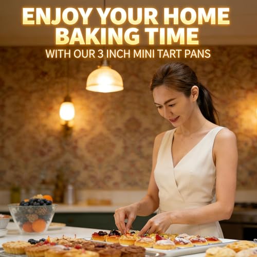 12Pack Mini Tart Pans Removable Botttom 3 Inch Tart Pan (3.15-inch X 0.8-inch)