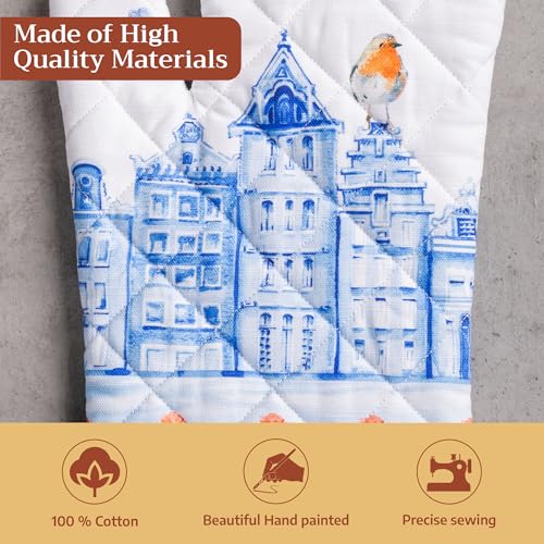 Maison d'Hermine Oven Gloves 100% Cotton Oven Mitt (008 - Amsterdam Canals / 7.5" x 13" (Oven Mitt))