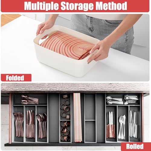 Silicone Pastry Mat 36x24 Inch Extra Large Baking Mat with Measurements (Red / 24"L x 36"W)