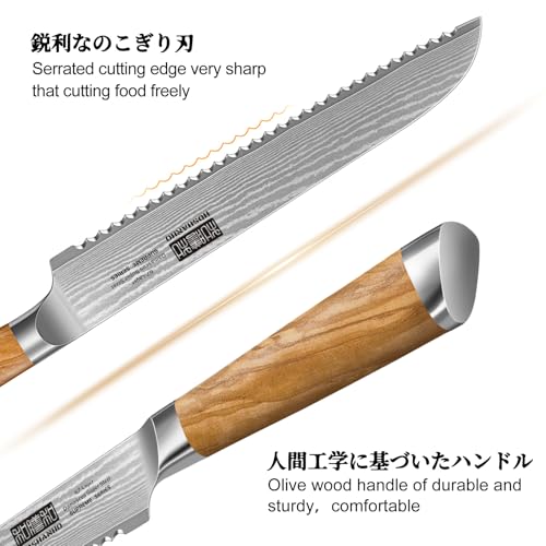 Damascus Bread Knife 8" (8.1 Inch Bread Knife)