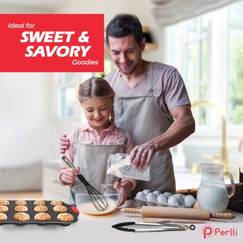 Non-Stick 17-Piece Baking Pan Set, BPA-Free Carbon Steel Bakeware Set with Silicone Handles, Stackable Kitchen Oven Set, Cookie Sheet, Baking Tray, Baking Sheet Set, Utensils, Oven Safe (446°F) (17 Piece)