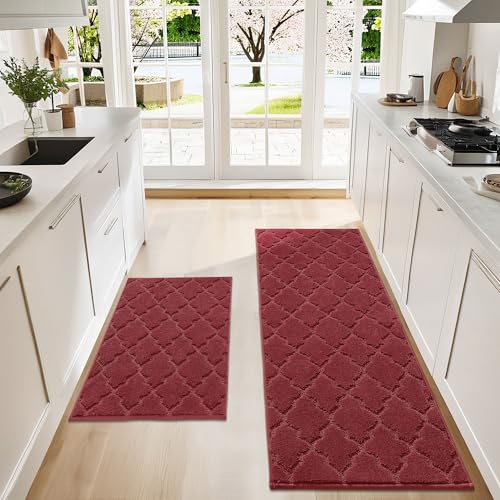 Soft Kitchen Rugs Set of 2 Non Slip 24"x35"+24"x60" (2 Count)