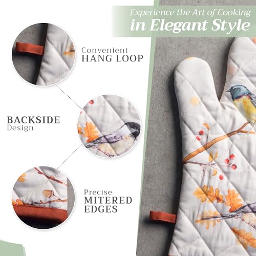 100% Cotton Oven Mitt & Pot Holder Set (112 - Oak Leaves / 7.5" x 13" & 8" x 8" (Oven Mitt & Pot Holder))