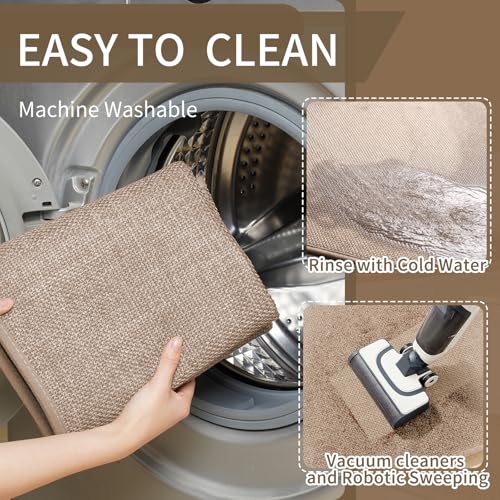 Kitchen Rugs Kitchen Mats for Floor Non Slip Washable Brown 17"x30" (3.557 Sq Ft)