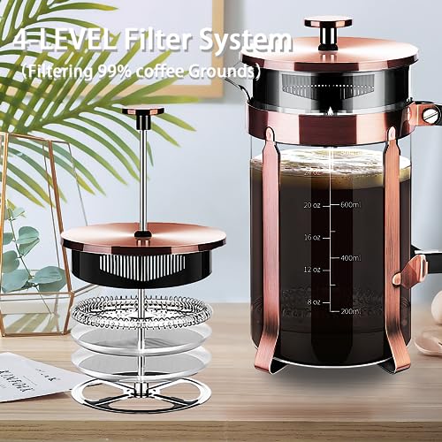 French Press Coffee Maker 304 Stainless Steel Coffee Press (Copper / 34 oz)