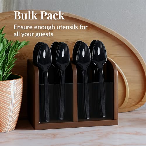 300 Black Plastic Spoons Bulk (300ct / Black)