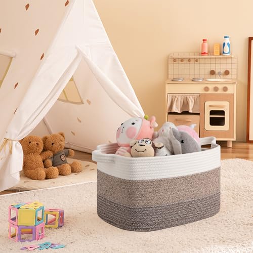 30L Storage Basket Large Blanket Basket Living Room Dark Brown (Gradient Dark Brown / 3 pcs-16”x12”x10”)
