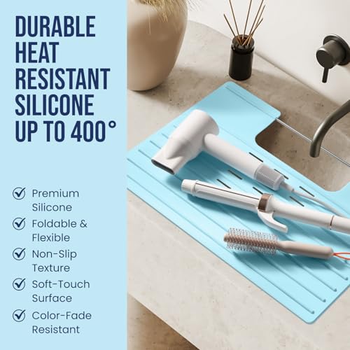 Bathroom Sink Cover for Counter Space (Light Blue / Large)