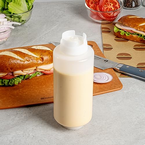 32oz. FIFO Inverted Plastic Squeeze Bottle with Refill and Dispensing Lids