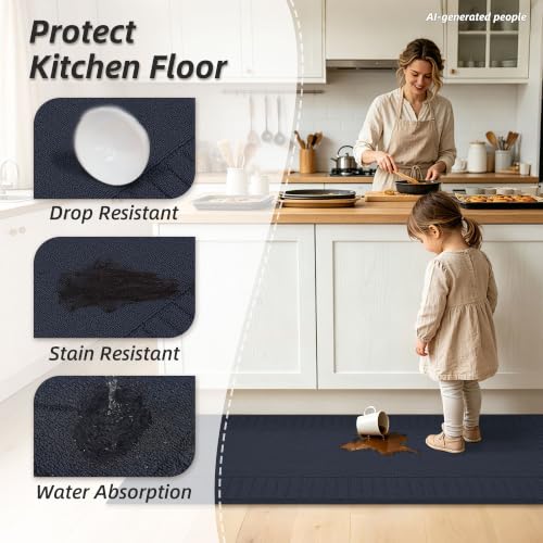 Kitchen Rugs Non Slip Washable 2PCS (6.25 Sq Ft)