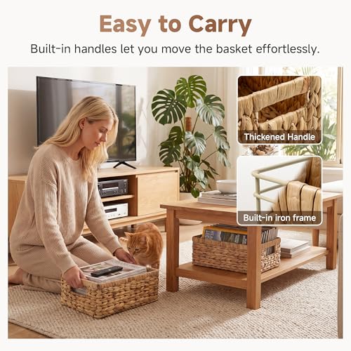 Wicker Storage Baskets for Shelves (Natural (Water Hyacinth) / 2x 13"L x 8¼"W x 4¾"H)