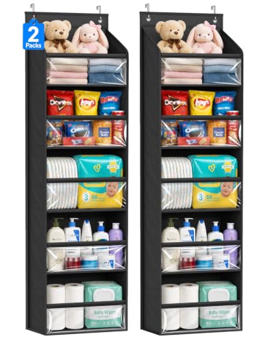 2 Pack Over the Door Organizer (2 Packs / Pure Black)