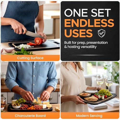 Composite Wood Cutting Board Set of 3 (Black/Tan)