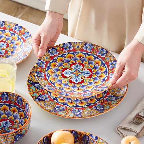 12 Pieces Dinnerware Sets (Service for 4 (12 Pcs) / Bohemian Orange)