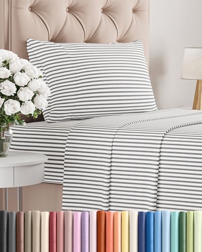 Twin Size 3 Piece Sheet Set (45 - Grey Stripes 2 / Twin)