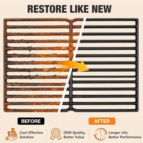 15" Cast Iron Grill Grates for Weber Spirit 200 Side Control (15.1"-7522 Grates)