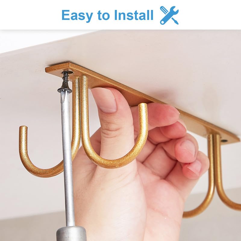 Mug Rack Under Cabinet (Gold / 2 Pack)