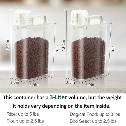 2 Pack 3 Lbs Pet Dog Cat Bird Seed Food Storage Containers for Travel Beige (Beige-3L 2Pack)