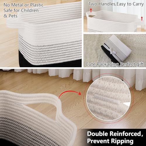 Cotton Rope Storage Baskets for Organizing Gradient Dark 3 (Gradient Dark / 3 pcs-13”x9.9”x8.7”)