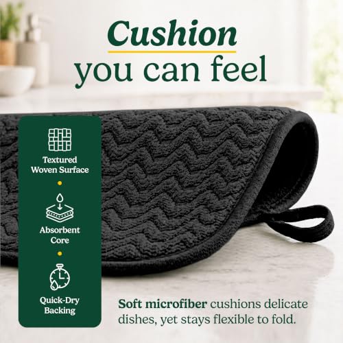 Cuisinart Dish Drying Mat for Kitchen Counter (Geostripe Jet Black)