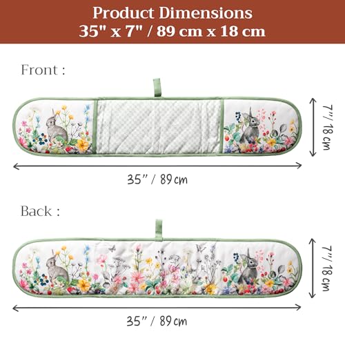 Double Oven Mitts 100% Cotton Double Oven Glove (035 - Printemps / 7" x 35" (Double Oven Mitt))