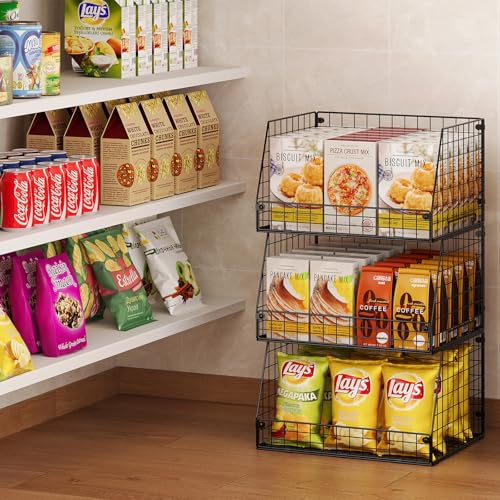 3 Pack XXL Stackable Wire Baskets (4 Count)