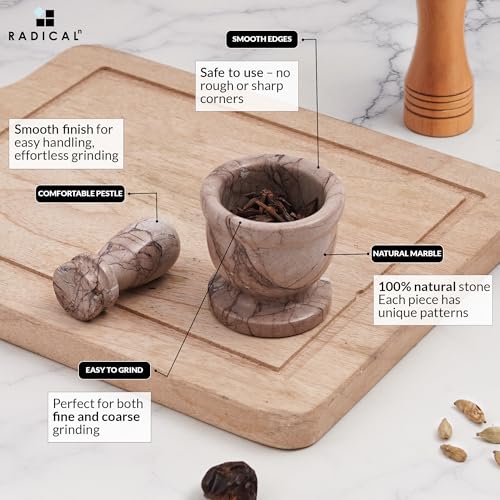 Marble Mortar and Pestle Set 2.5" Small Spice & Herb Grinder (Marinara / 2.5" Inches)
