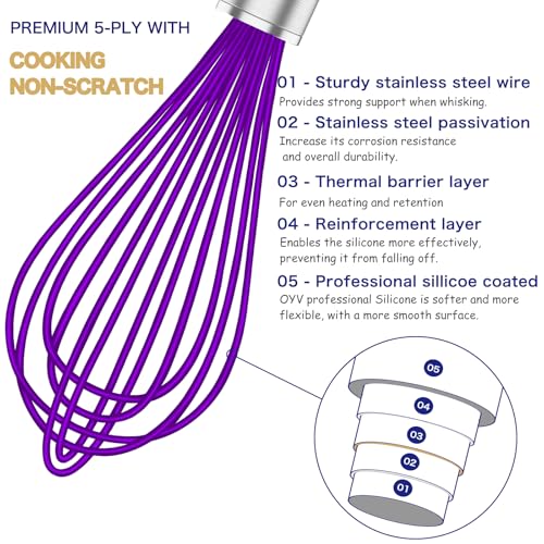 Purple Silicone Whisk Set of 3 (Premium(Purple Pack))