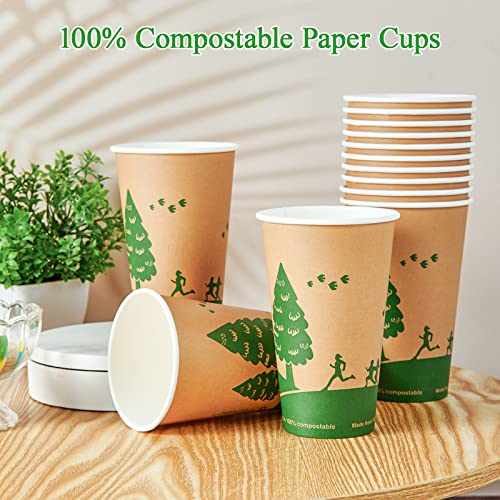 16 oz Compostable Paper Coffee Cups with PLA Lined (16oz-210)