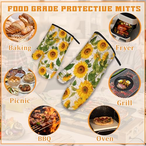Vintage Sunflower Oven Mitts and Pot Holders (4 Count)