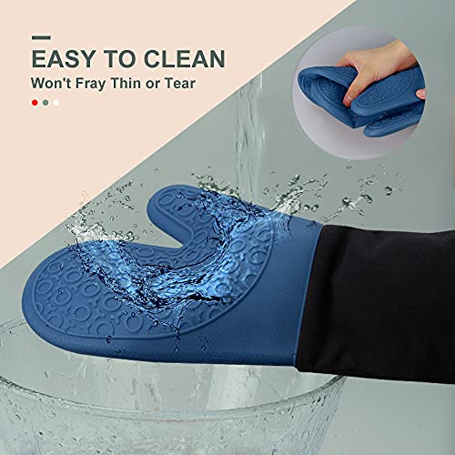 Silicone Oven Mitts (Royal Blue & Black / 14.6in Oven Mitts)