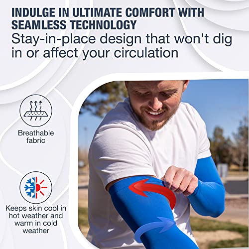 Cooling Arm Sleeves for Men & Women (1 Pair: Dark Blue / One Size)