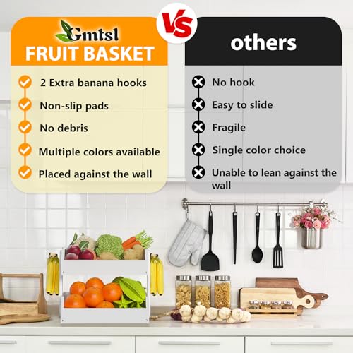 Bamboo Fruit Basket for Kitchen (2-Tier White)