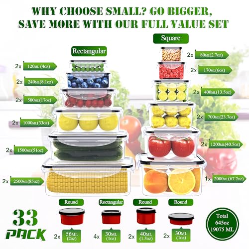 66 Pcs Food Storage Containers with Lids Airtight (66 Pcs)