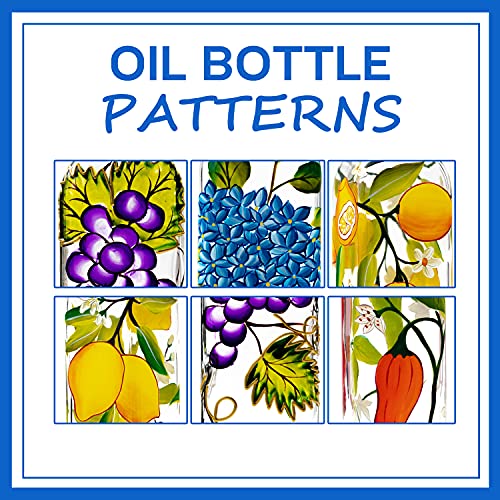 17oz Hand Painted Glass Olive Oil Bottle Dispenser (hydrangea)