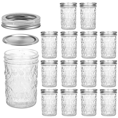 Mason Jars 15 PACK 8 OZ Canning Jars Jelly Jars With Regular Lids