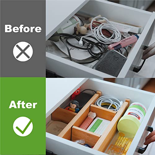 4 Pcs Expandable Bamboo Drawer Dividers (yellow)