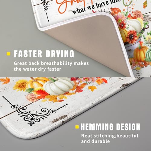Fall Dish Drying Mats for Kitchen Counter Absorbent Autumn Dish Drainer Pad Home Decor (Thanksgiving Fall 511 / 18" x 16")