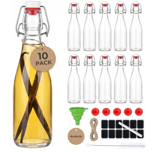 10pack 12oz Swing Top Glass Bottles with Airtight Lids for Vanilla (12 oz 10 pack)