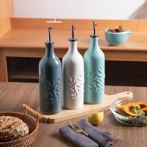 Sweejar Large Ceramic Olive Oil Dispenser Bottle (White / 24 oz, Set of 1)