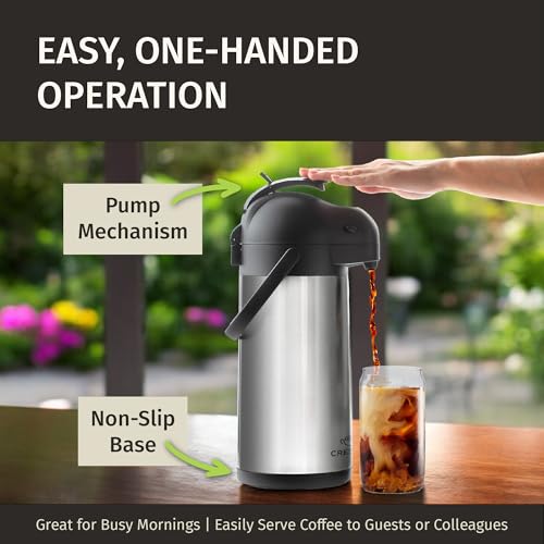 Coffee Carafe Airpot & Cleaning Brush 102oz (Silver w/ Brush 3L / 102 Ounces)