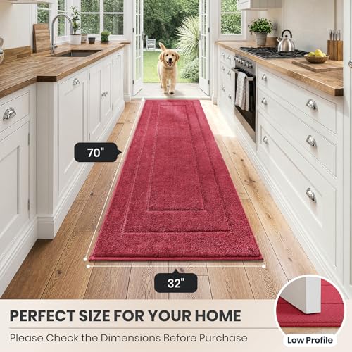 Hallway Runner Rug (Burgundy Red / 32" X 70" (Runner))
