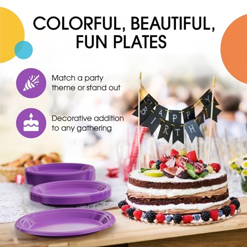 Exquisite Party Solids Sturdy Purple Plastic Plates 9" Party Plates 100 Pcs (9 inch / Purple)